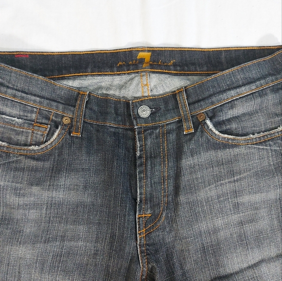 7 For All Mankind Bootcut Dark Wash Mid Rise Blue Jeans, 33 - Picture 5 of 11
